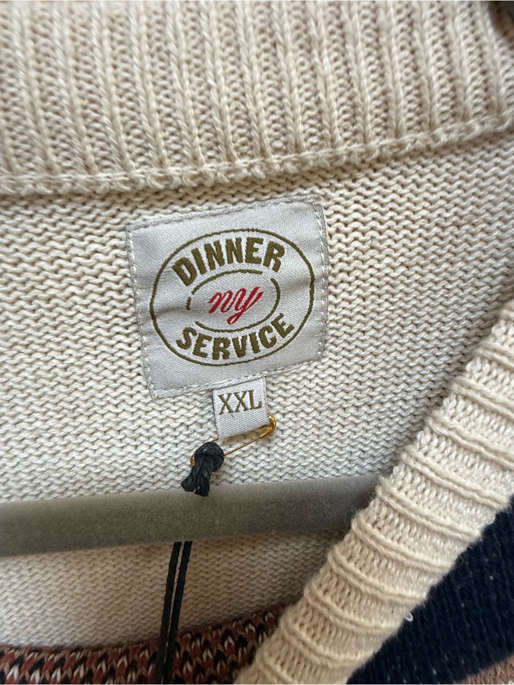 East Fork - Dinner Service Knit Sweater in Navy, Cream & Rust - XXL - Picture 3 of 5